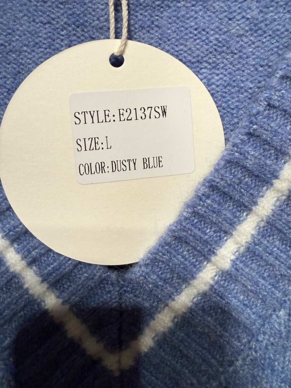 Blue V-Neck Knit Sweater Vest with Side Ties - Picture 5 of 7